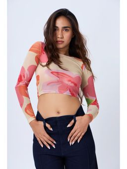 COLOR CAPITAL - Fitted Mesh Crop Top Multi-Color