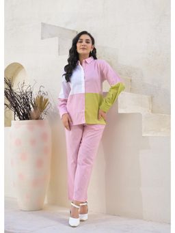 Roohaniyat - Women Cotton Solid Pink Co-ord (Set of 2)