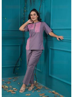 Roohaniyat - Women Cotton Solid Gull Pink Co-ord (Set of 2)
