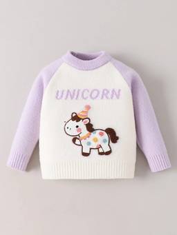 Hopscotch - White Unicorn Applique Sweater