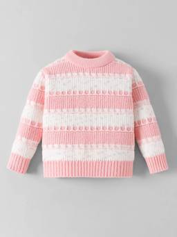 Hopscotch - Pink Textured Stripes Knitted Sweater