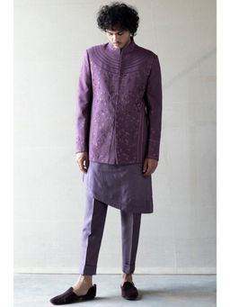 Jatin Malik - English Purple Bandhgala (Set of 3)