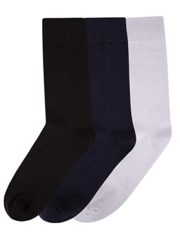 NEXT2SKIN - Mens Cotton Socks Crew Length Seamless Socks - Pack of 3 (Black:Navy:White)