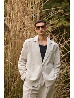 The Clothing Factory - Men's Single Breasted Linen Grey Blazer