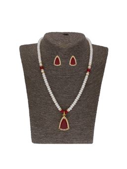 Sri Jagdamba Pearls - Abeedha 1 Line Button Pearl Necklace Set