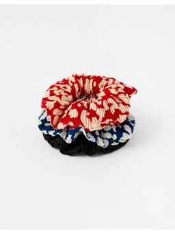 Accessorize London - Women's Pleated Animal Hair Scrunchie Set