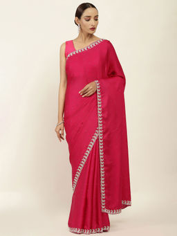 Soch - Embellished Crepe Saree with Unstitched Blouse