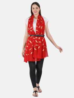 MUFFLY - Women Self Design Wool Blend, Foil Print Stoles with Hanger