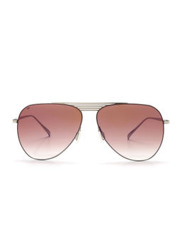 French Connection - Brown Lens Aviator Sunglass Full Rim Silver Frame With Gradient