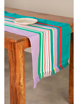 Freedom Tree - Happy Stripes Cotton Green Multi Table Runner