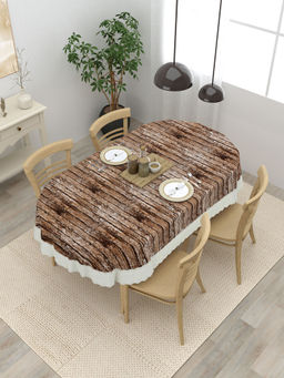 The Home Story - 4 Seater Oval Dining Table Cover or Brown Black Stripes