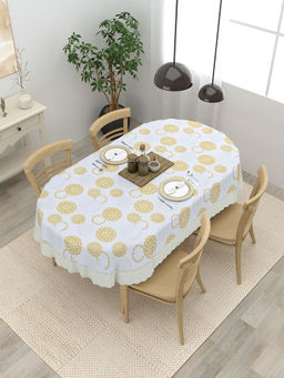 The Home Story - 4 Seater Oval Dining Table Cover or Golden On Grey