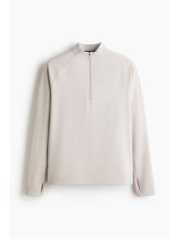 H&M - Men Beige Regular Fit Zip-Top Sports Top