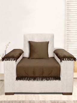 Saral Home - Chevron Sofa Cover Set Brown