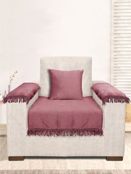 Saral Home - Chevron Sofa Cover Set Wine