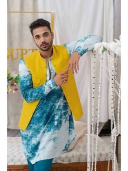 Runit Gupta - Yellow Solid Patch Pocket Bundi