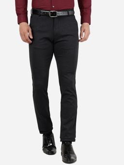 JB Studio - Men Cotton Stretch Solid Black Slim Fit Formal Trouser