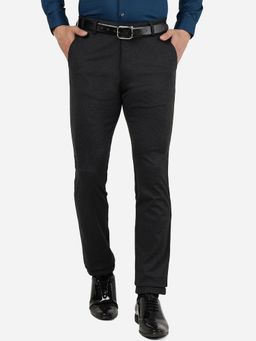 JB Studio - Men Cotton Stretch Solid Black Slim Fit Formal Trouser