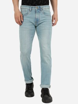 Greenfibre - Men Cotton Stretch Solid Brittany Light Blue Straight Fit Jeans