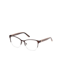 Guess - Matt Dark Brown Lens Square Sunglass Half Rim Matt Dark Brown Frame (54)