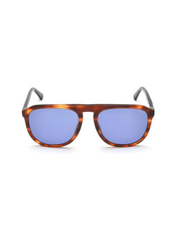 Police - Blue Lens Square Sunglass Shiny Brown Demi Frame (56)