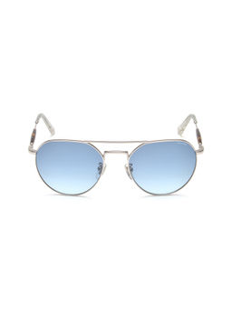 Police - Blue Gradient Lens Oval Sunglass Shiny Silver Frame (55)