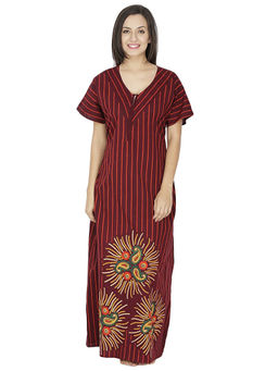 Secret Wish - Women Brown Printed Cotton Nighty (Free Size)