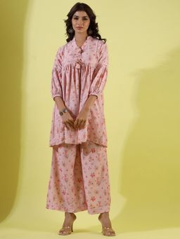 Readiprint - Womens Floral Print Top with Palazzo Pink (Set of 2)