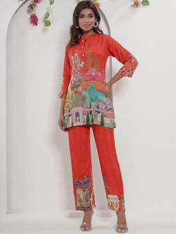 Readiprint - Womens Printed Kurta with Pant Red (Set of 2)