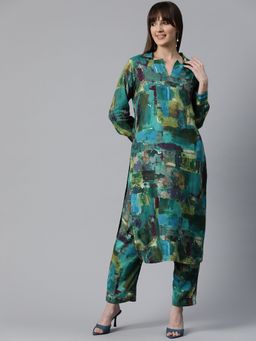 Readiprint - Womens Printed Kurta & Pant Sea Green (Set of 2)