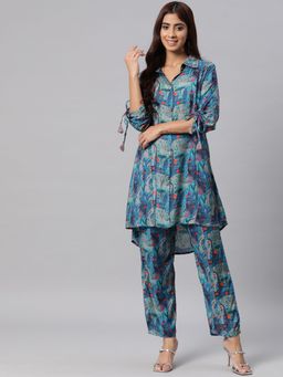 Readiprint - Womens Printed Kurta with Pant Navy Blue (Set of 2)