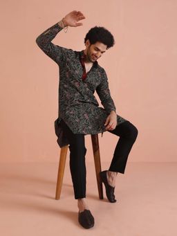 KISAH - Black Floral Regular Kurta and Pant