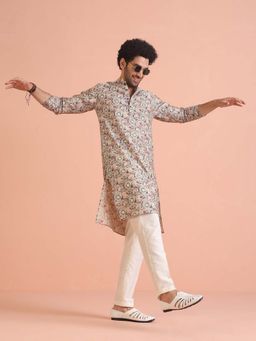 KISAH - Cream Floral Regular Kurta and Pant