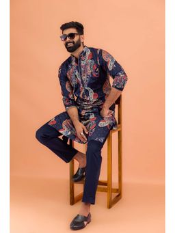 KISAH - Blue Printed Regular Kurta and Pant