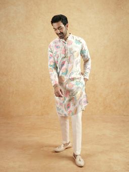 KISAH - White Printed Regular Kurta and Pant