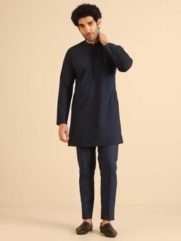 KISAH - Navy Blue Solid Regular Kurta and Pant