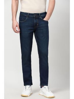 Peter England - Men Navy Mid Wash Jeans