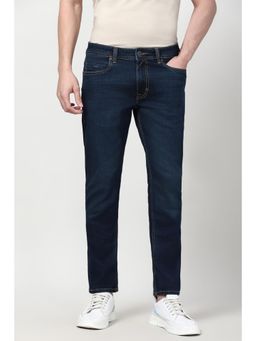 Peter England - Men Navy Mid Wash Jeans