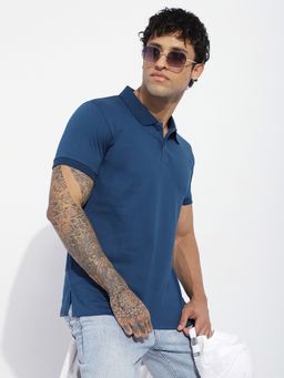 DILLINGER - Men Blue Regular Fit Short Sleeve Solid Polo T-Shirt