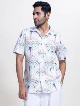 Freedom Tree - Maroc Palm Desert Sage Green Floral Digitally Printed Cotton Shirt