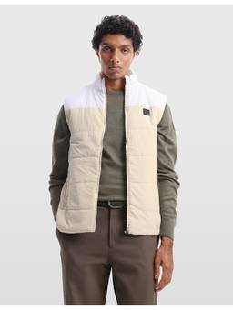 Arrow Sports - Men's Cut and Sew Sleeveless Reversible Beige Jacket