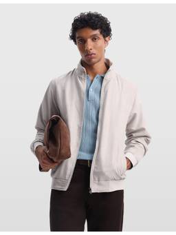 Arrow Sports - Men's High Neck Bomber White Jacket