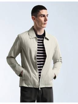 Flying Machine - Men's Solid Regular Fit Bomber Beige Jacket