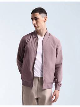Flying Machine - Men's Solid Regular Fit Bomber Pink Jacket