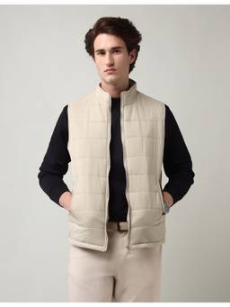 AD By Arvind - Solid Regular Fit Quilted Beige Jacket