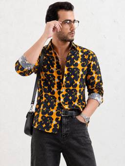 SHOWOFFFF - Orange Cotton Printed Shirt