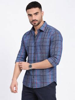 SHOWOFFFF - Grey Cotton Checks Shirt