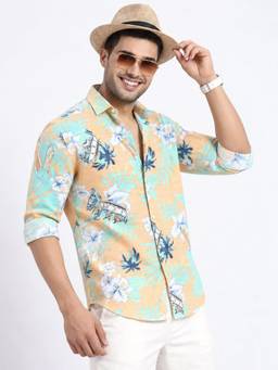 SHOWOFFFF - Orange Cotton Printed Shirt