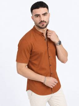SHOWOFFFF - Rust Cotton Solid Shirt