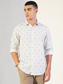 SHOWOFFFF - Off White Cotton Printed Shirt